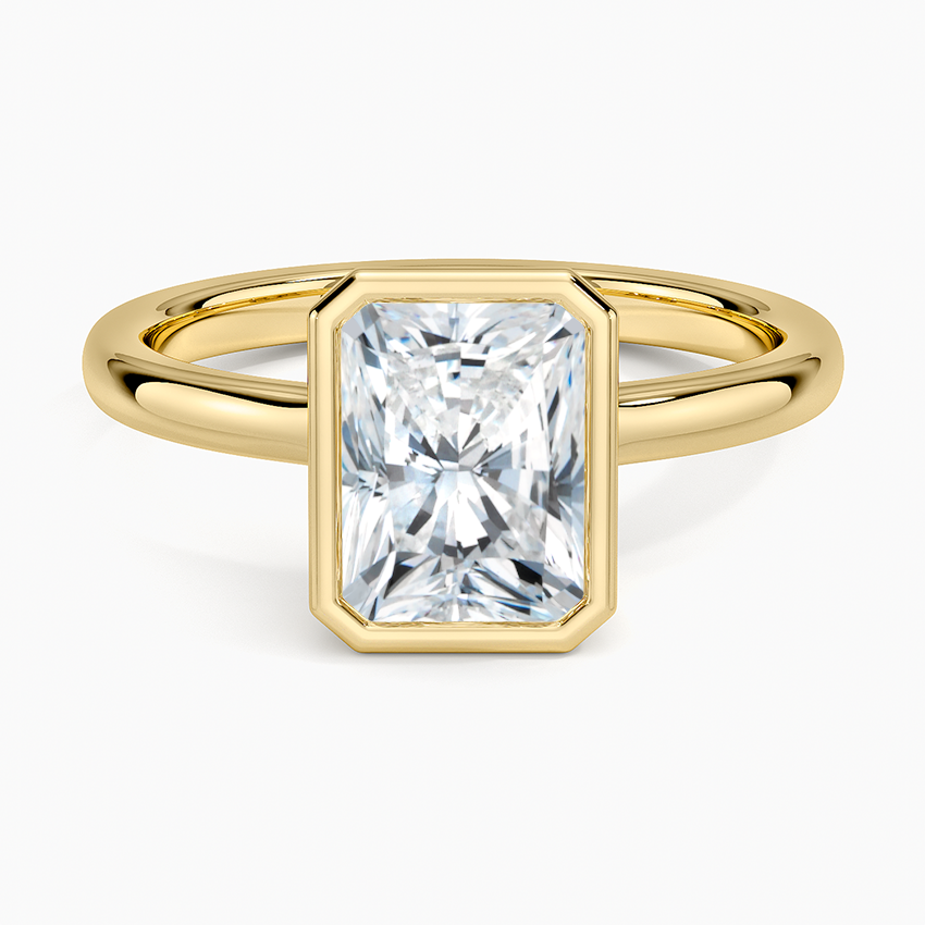 Sylvie Perfect Fit Bezel Solitaire Ring Yellow Gold 18k Radiant Engagement Ring