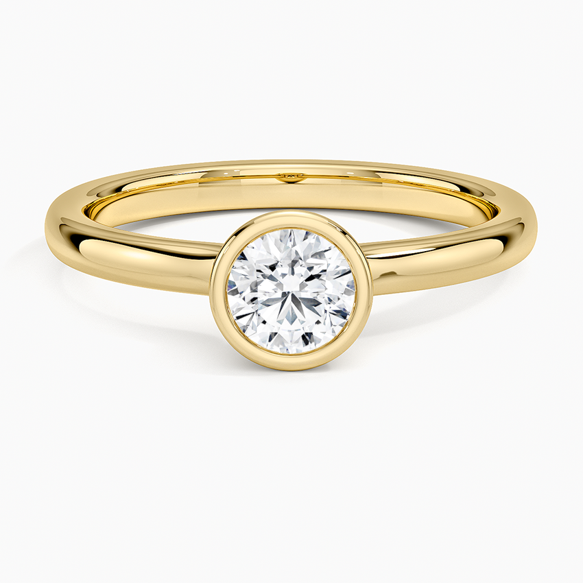 Sylvie Perfect Fit Bezel Solitaire Ring Yellow Gold 18k Round Engagement Ring