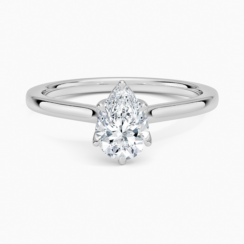 Elodie Cathedral Solitaire Ring Platinum Pear Engagement Ring