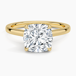 Elodie Cathedral Solitaire Ring Yellow Gold 18k Cushion Engagement Ring