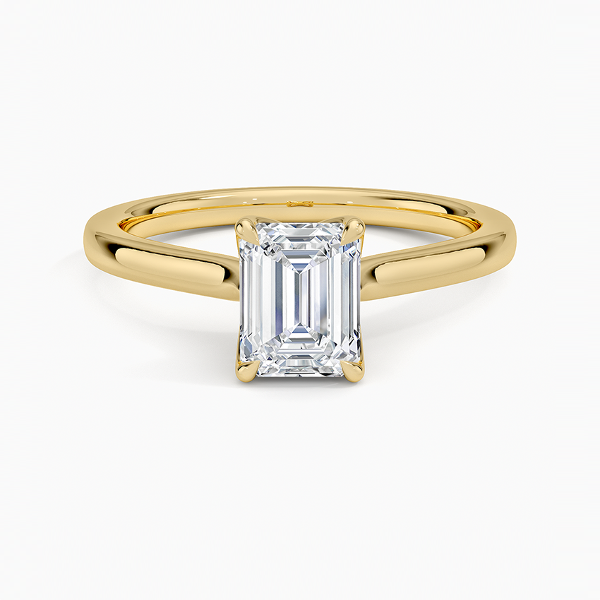 Elodie Cathedral Solitaire Ring Yellow Gold 18k Emerald Engagement Ring
