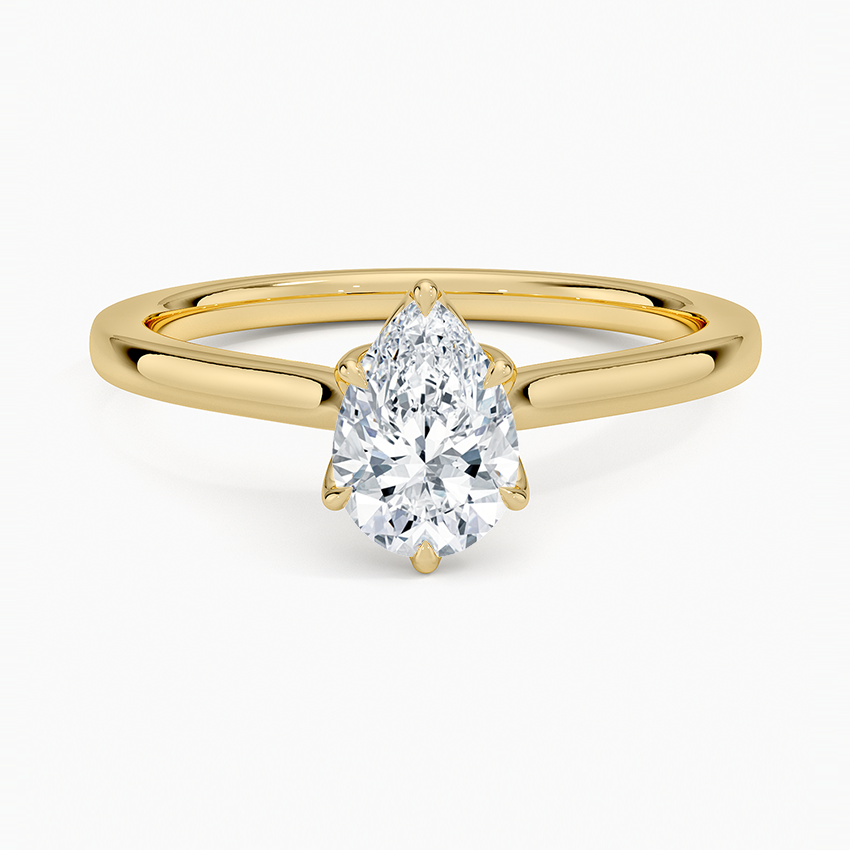 Elodie Cathedral Solitaire Ring Yellow Gold 18k Pear Engagement Ring
