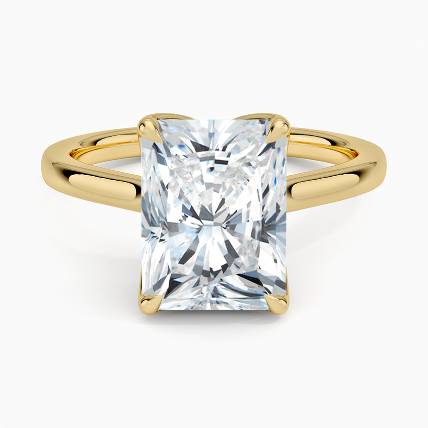 Elodie Cathedral Solitaire Ring Yellow Gold 18k Radiant Engagement Ring