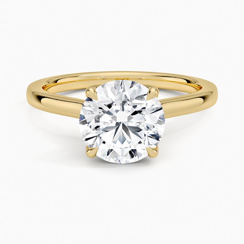 Elodie Cathedral Solitaire Ring Yellow Gold 18k Round Engagement Ring