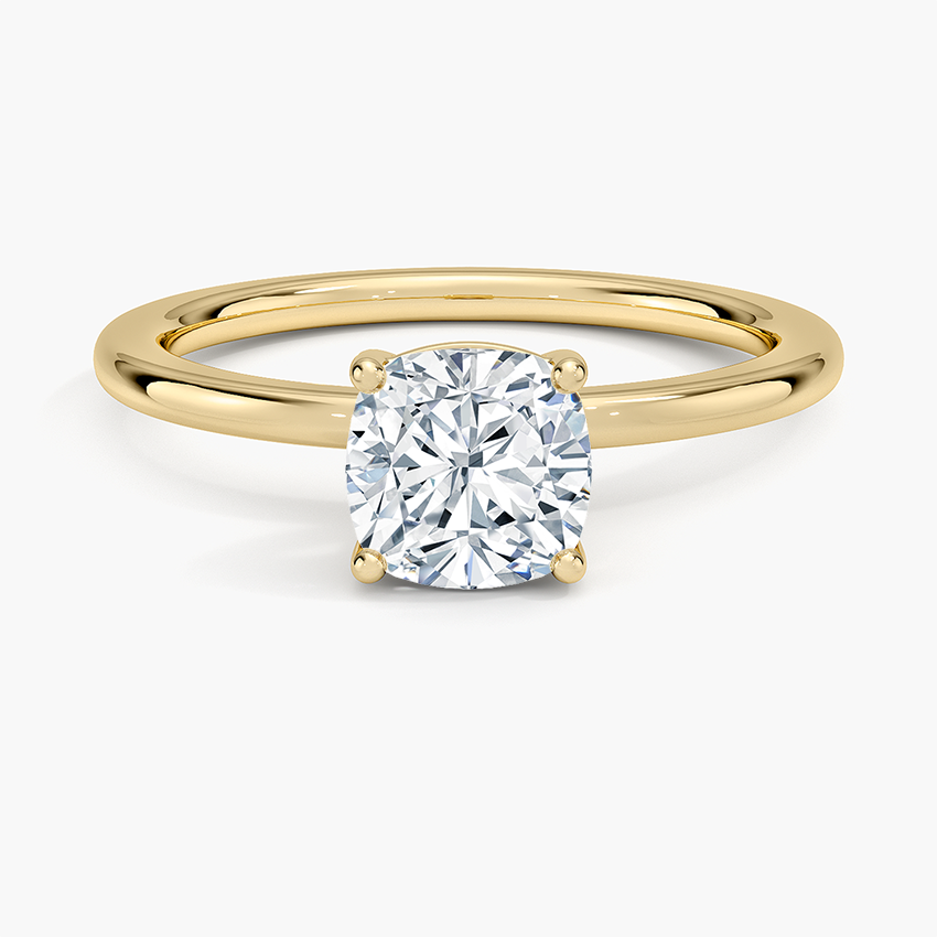 Perfect Fit 1.4mm Solitaire Ring Yellow Gold 18k Cushion Engagement Ring