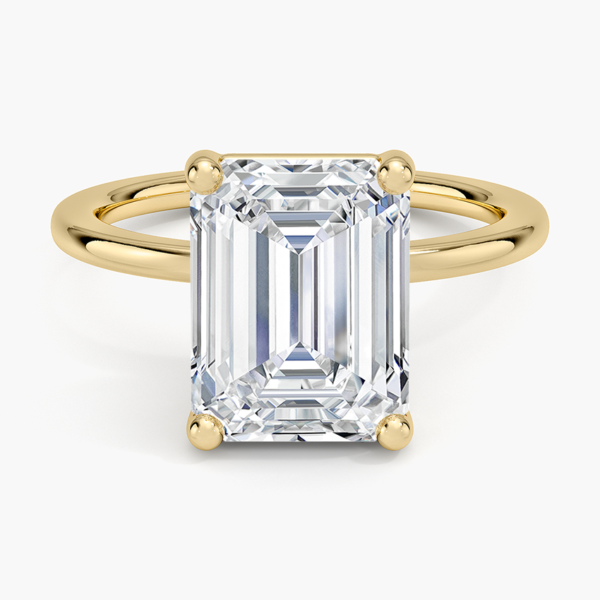 Perfect Fit 1.4mm Solitaire Ring Yellow Gold 18k Emerald Engagement Ring
