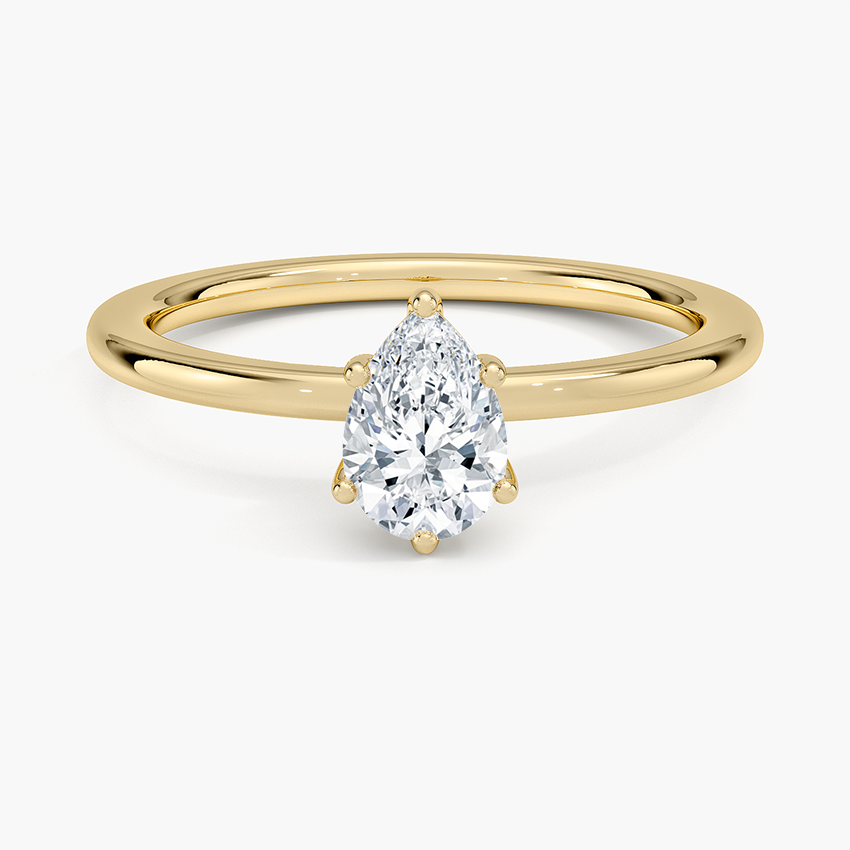 Perfect Fit 1.4mm Solitaire Ring Yellow Gold 18k Pear Engagement Ring
