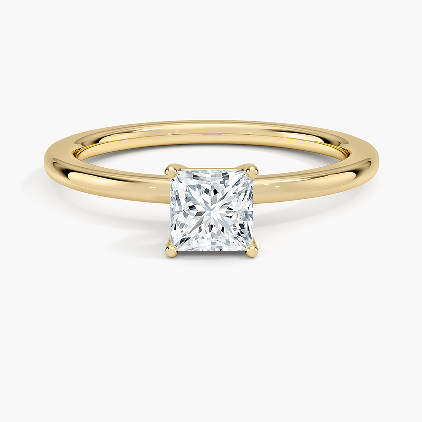 Perfect Fit 1.4mm Solitaire Ring Yellow Gold 18k Princess Engagement Ring