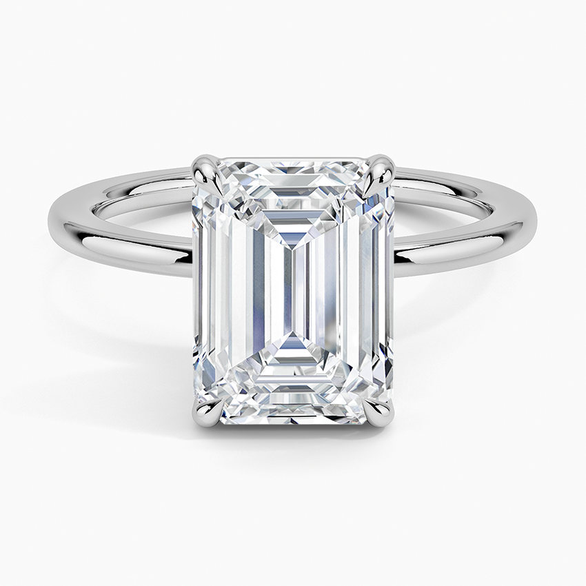 Audrey Perfect Fit 1.4mm Solitaire Ring Platinum Emerald Engagement Ring