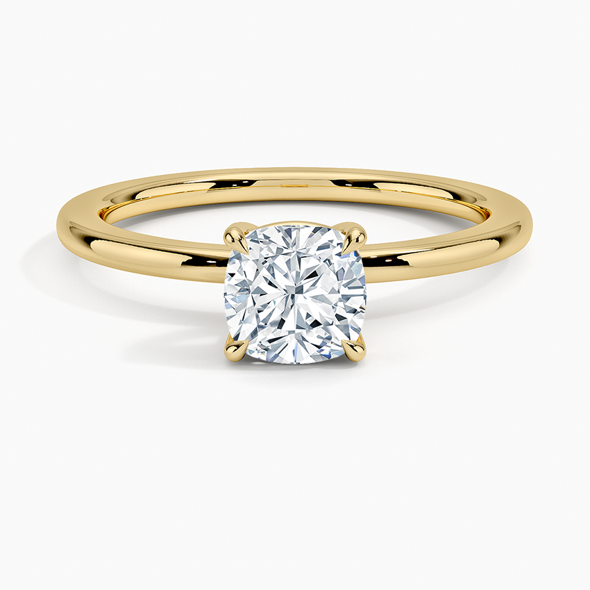 Audrey Perfect Fit 1.4mm Solitaire Ring Yellow Gold 18k Cushion Engagement Ring
