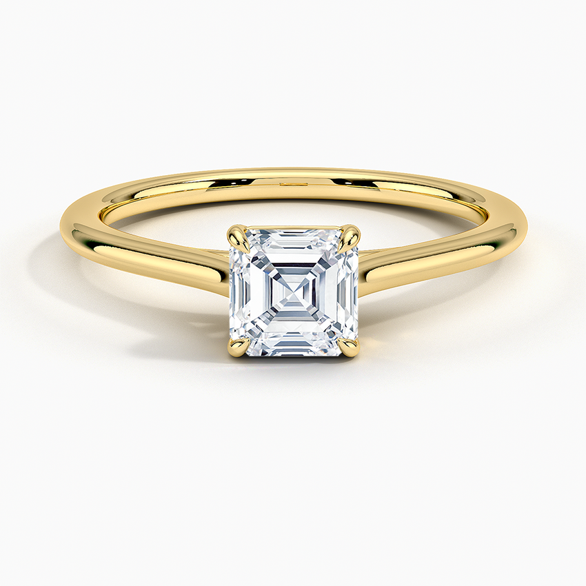 1.4mm Provence Solitaire Ring Yellow Gold 18k Asscher Engagement Ring