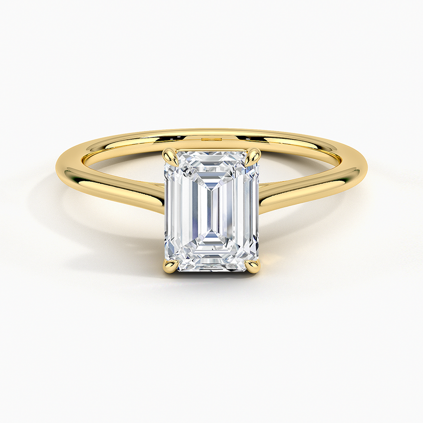 1.4mm Provence Solitaire Ring Yellow Gold 18k Emerald Engagement Ring