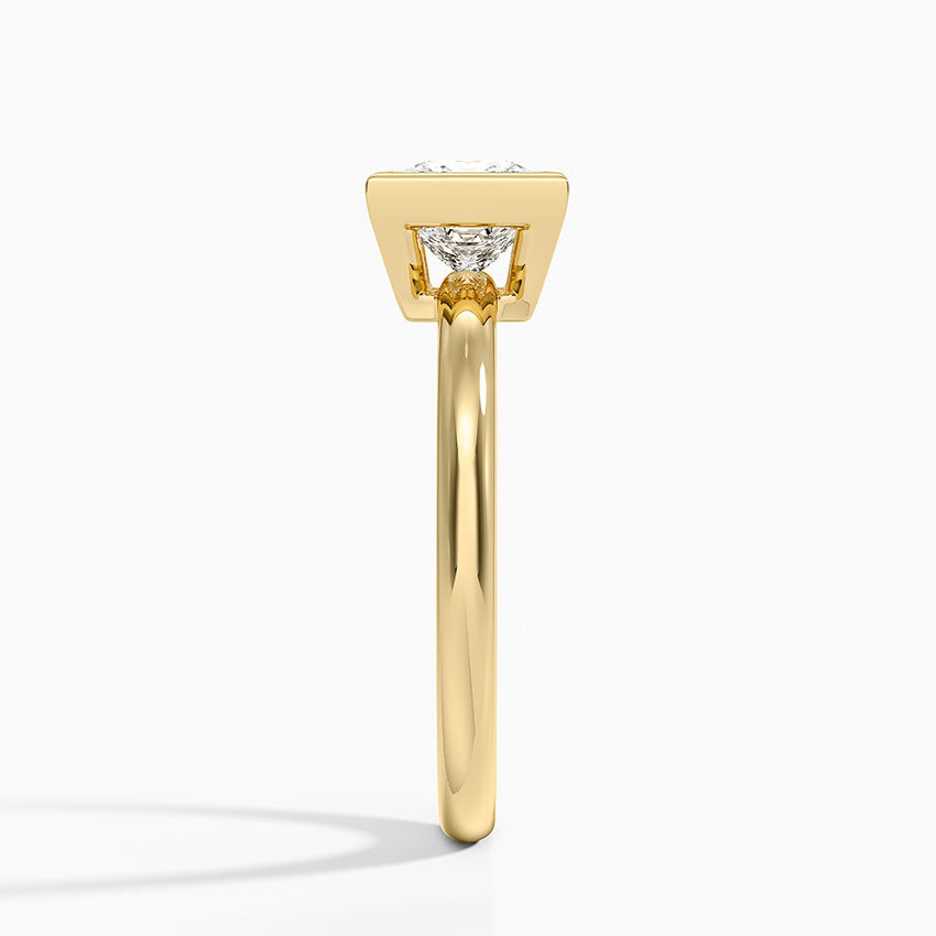 Julietta Bezel Solitaire Ring Yellow Gold 18k Princess Engagement Ring
