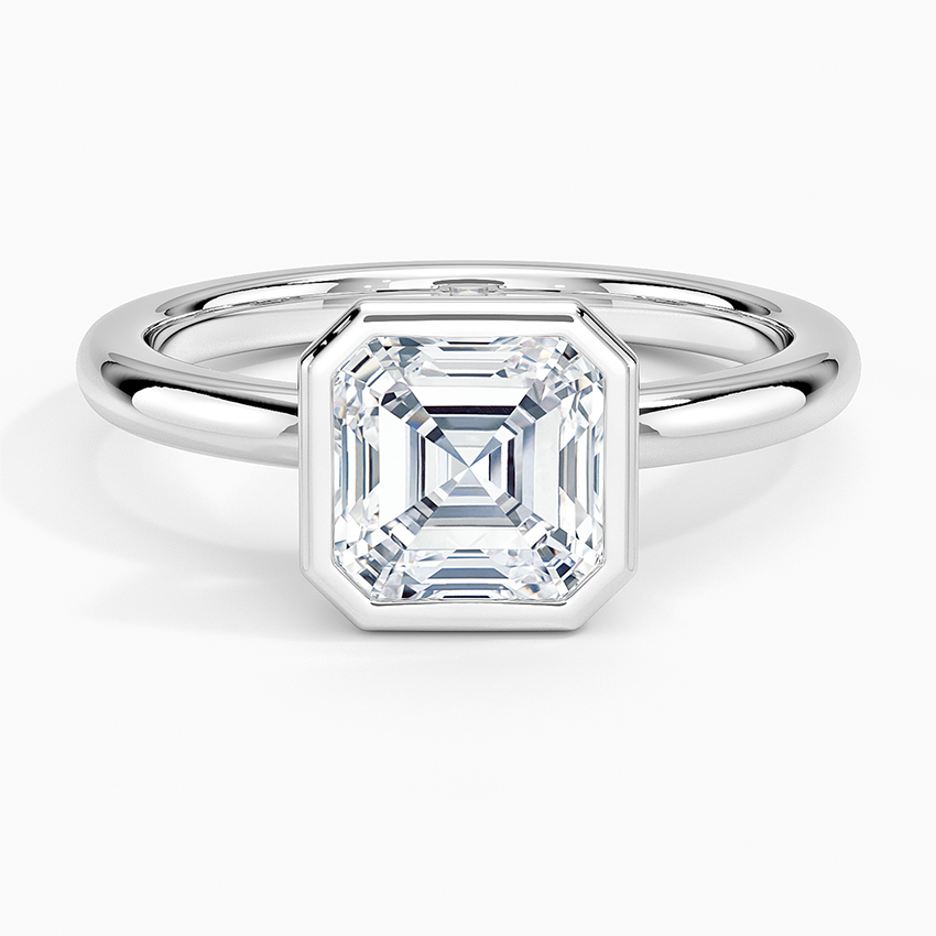Julietta Bezel Solitaire Ring Platinum Asscher Engagement Ring