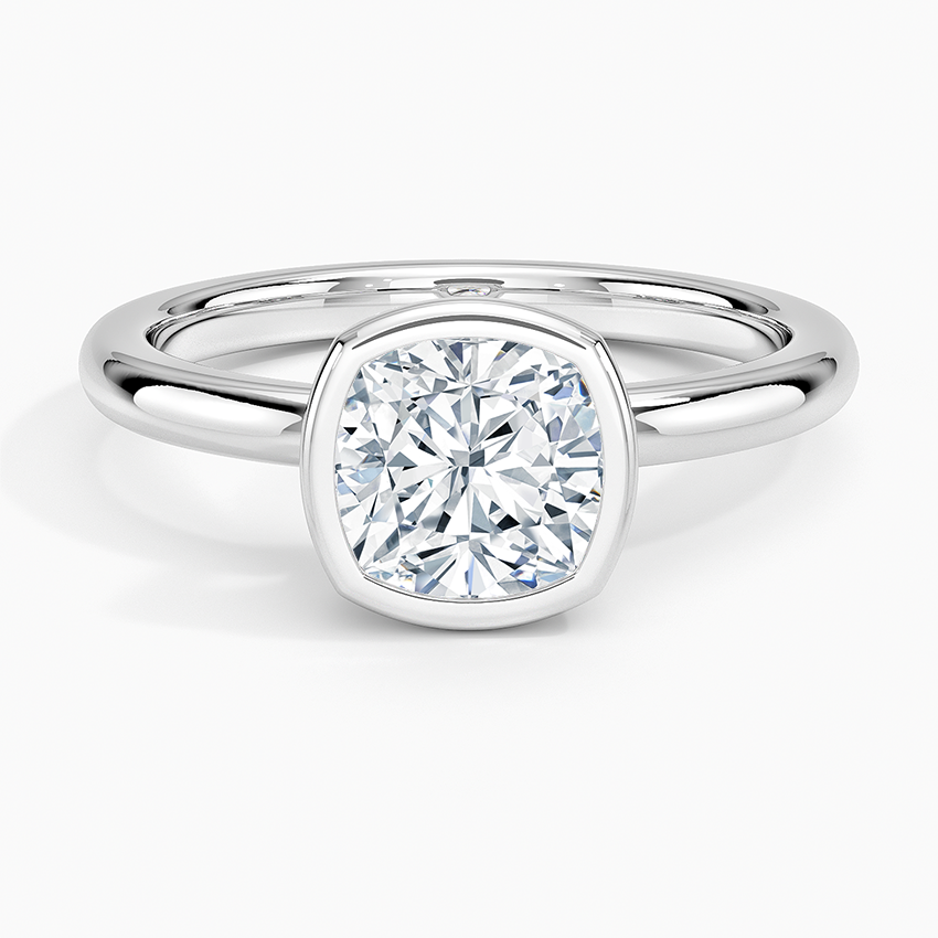 Julietta Bezel Solitaire Ring Platinum Cushion Engagement Ring