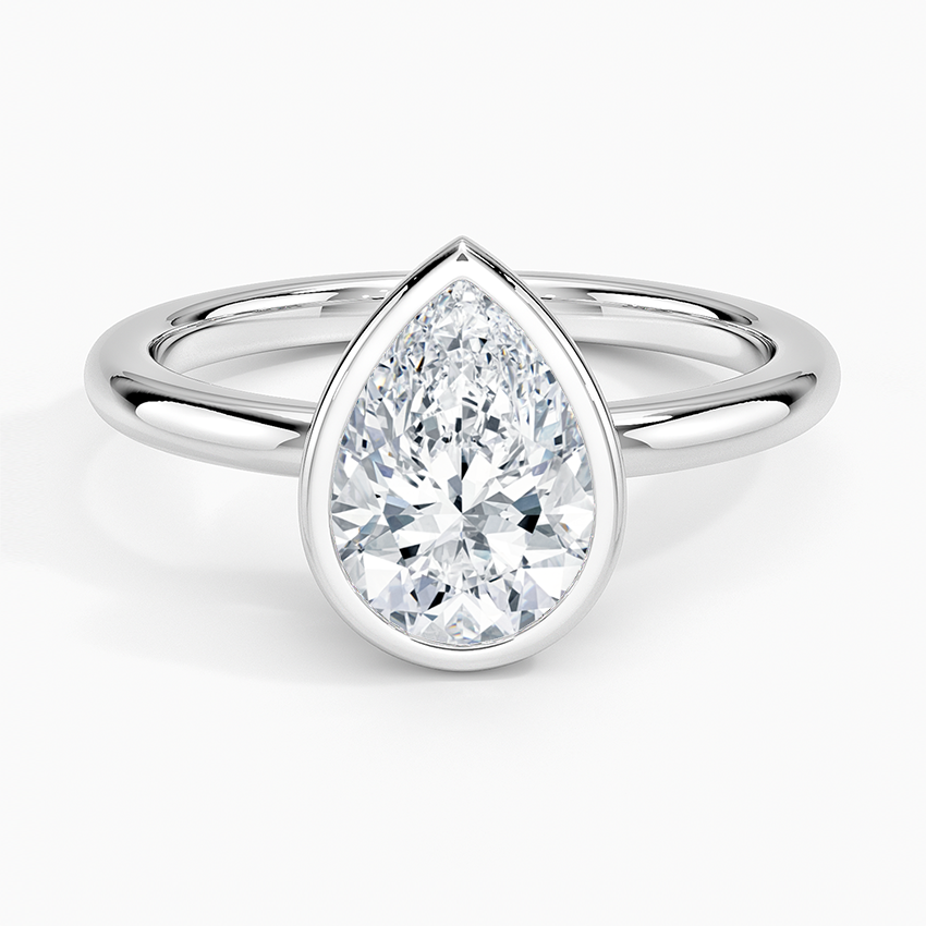 Julietta Bezel Solitaire Ring Platinum Pear Engagement Ring