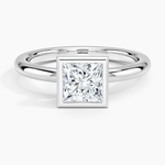 Julietta Bezel Solitaire Ring Platinum Princess Engagement Ring