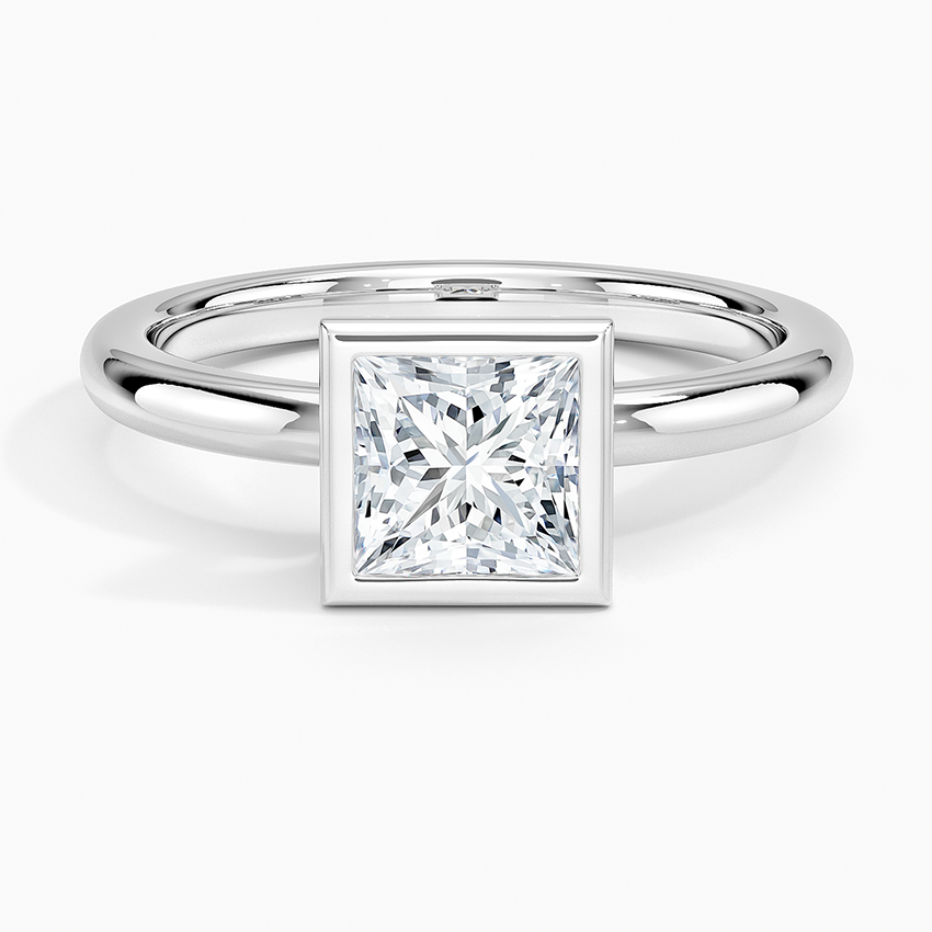 Julietta Bezel Solitaire Ring Platinum Princess Engagement Ring