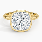 Julietta Bezel Solitaire Ring Yellow Gold 18k Cushion Engagement Ring