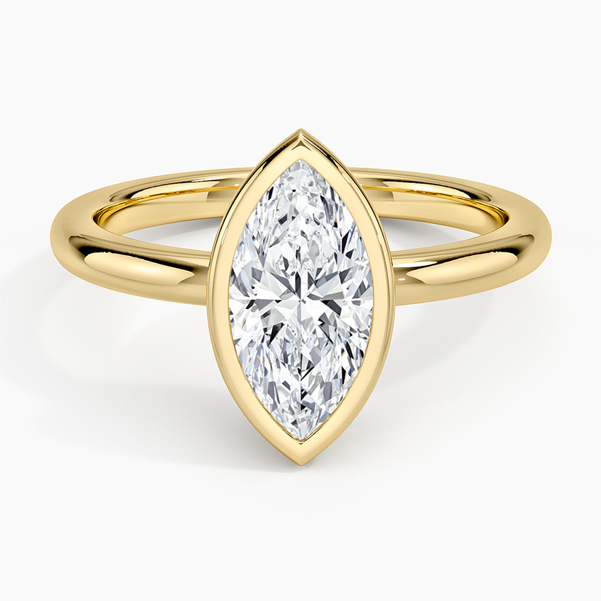 Julietta Bezel Solitaire Ring Yellow Gold 18k Marquise Engagement Ring