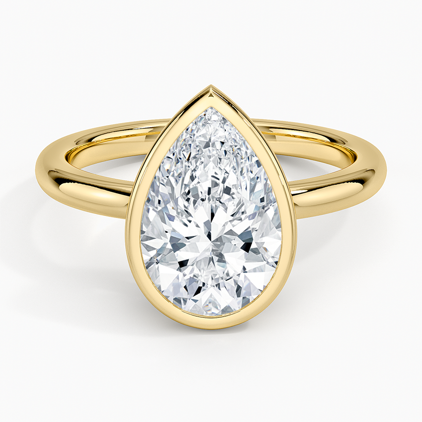 Julietta Bezel Solitaire Ring Yellow Gold 18k Pear Engagement Ring