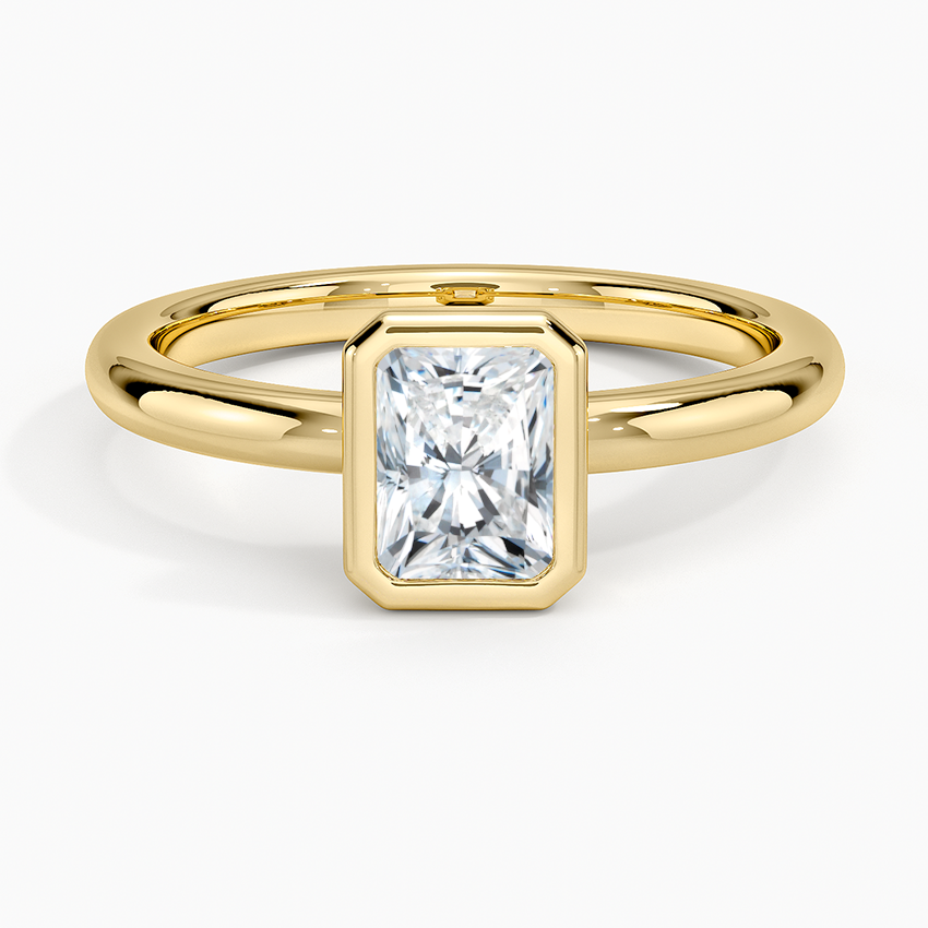 Julietta Bezel Solitaire Ring Yellow Gold 18k Radiant Engagement Ring