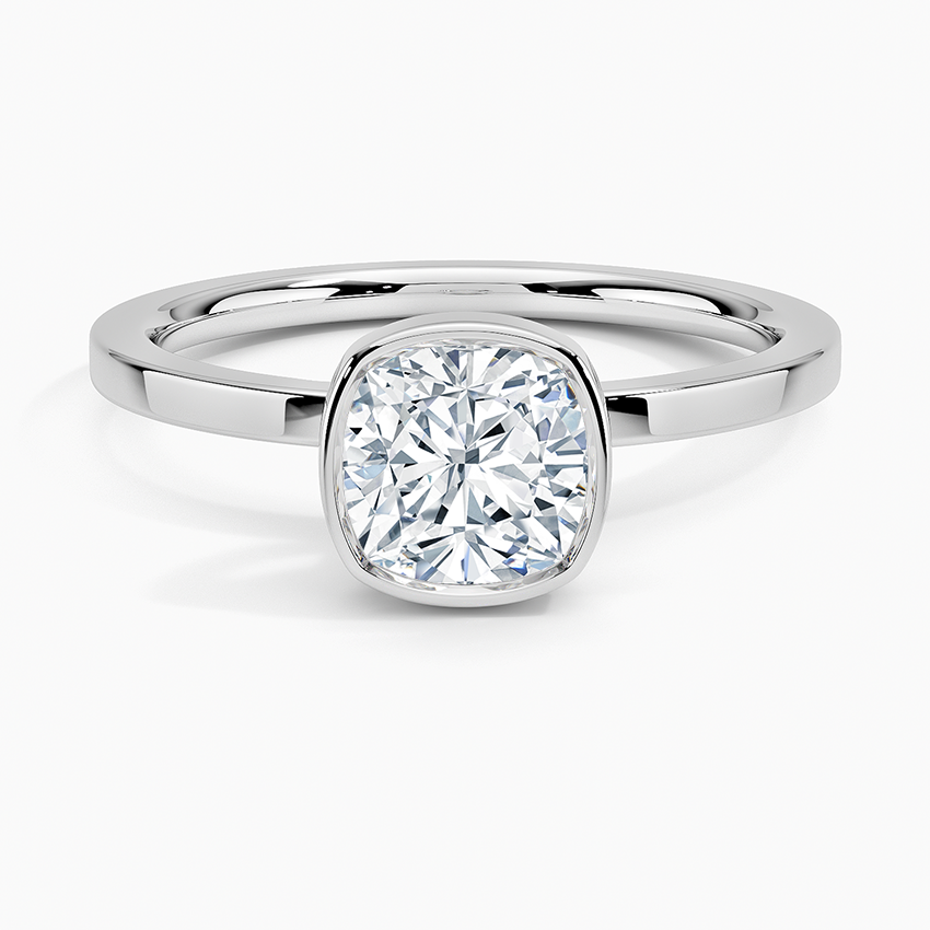 Noemi Bezel Ring Platinum Cushion Engagement Ring