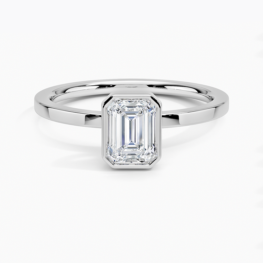 Noemi Bezel Ring Platinum Emerald Engagement Ring