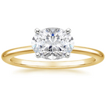 Horizontal Petite Comfort Fit Solitaire Engagement Ring 18K Yellow Gold OV