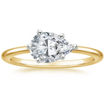 Horizontal Petite Comfort Fit Solitaire Engagement Ring 18K Yellow Gold PE