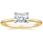 Horizontal Petite Comfort Fit Solitaire Engagement Ring 18K Yellow Gold RA