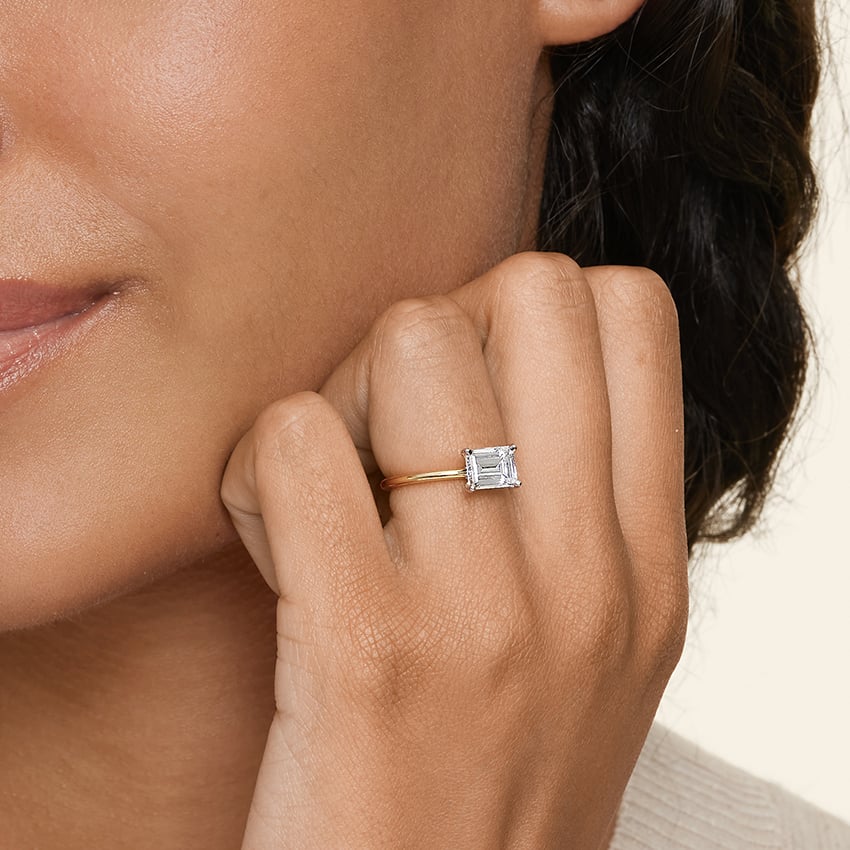 Horizontal Petite Comfort Fit Solitaire Ring Engagement Ring Setting