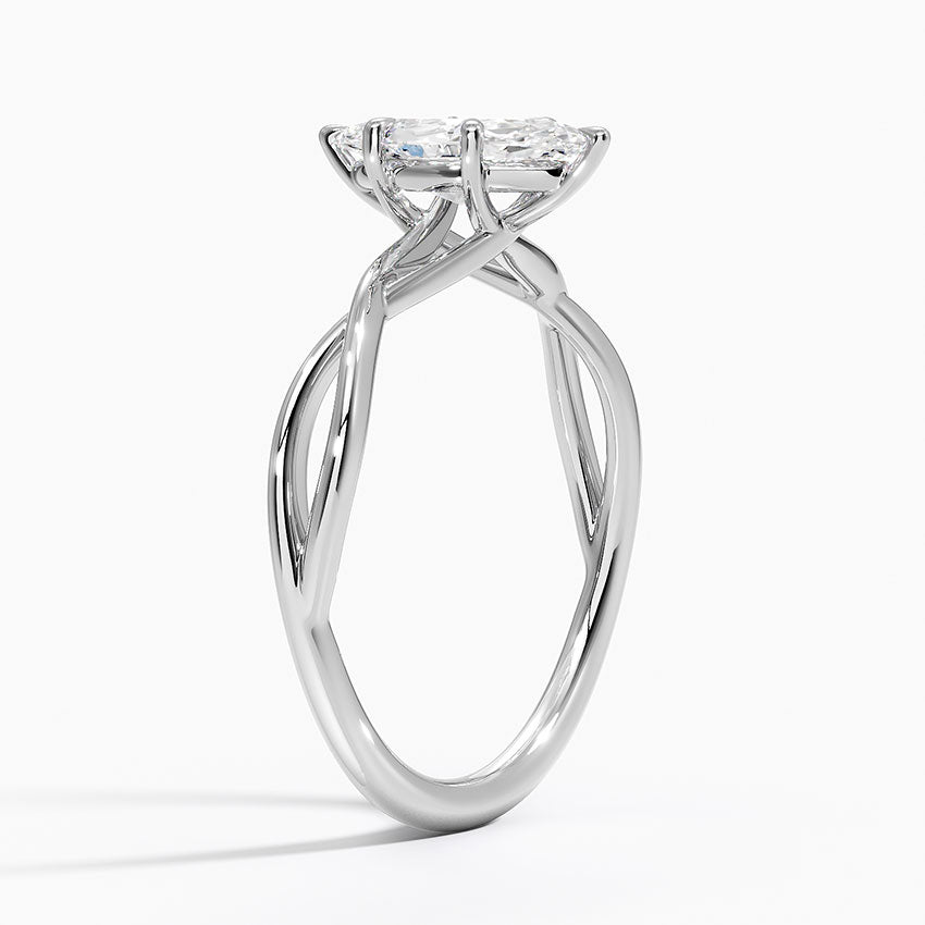 Alya Twist Solitaire Ring Platinum Marquise Engagement Ring