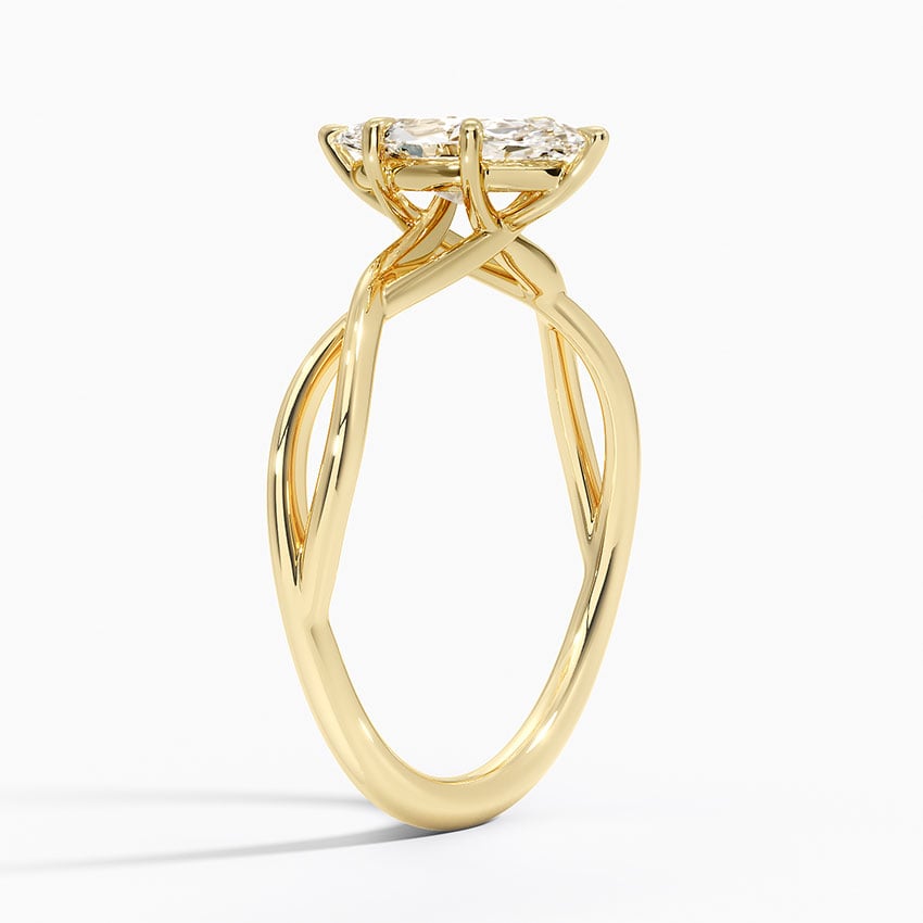 Alya Twist Solitaire Ring Yellow Gold 18k Marquise Engagement Ring