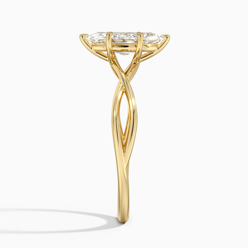 Alya Twist Solitaire Ring Yellow Gold 18k Marquise Engagement Ring