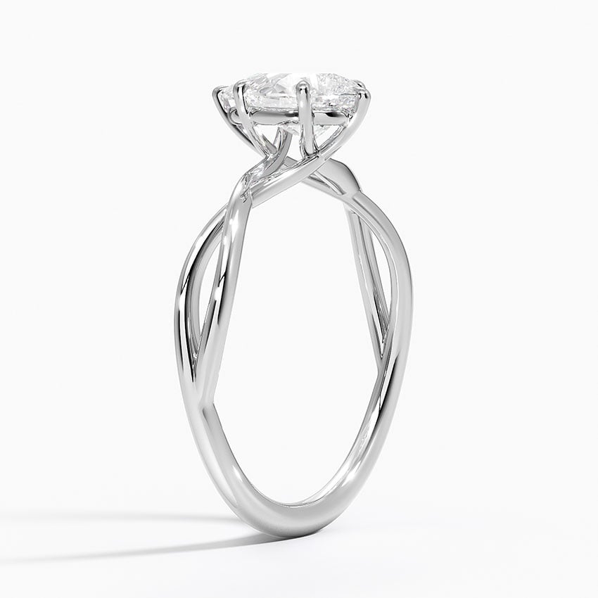 Alya Twist Solitaire Ring Platinum Pear Engagement Ring