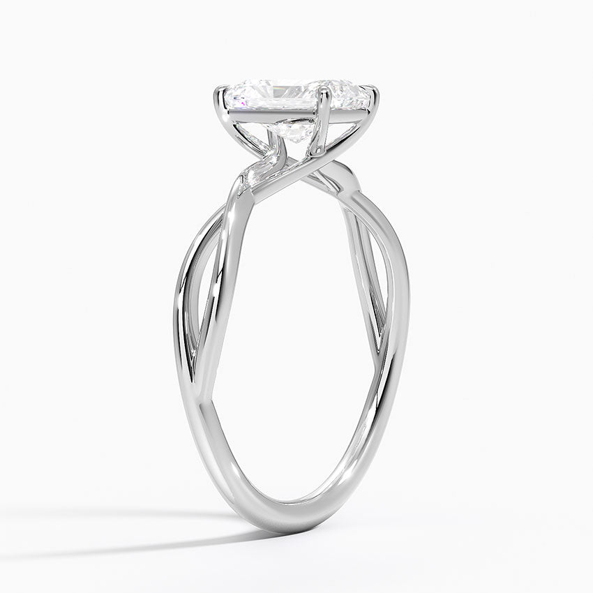 Alya Twist Solitaire Ring Platinum Radiant Engagement Ring