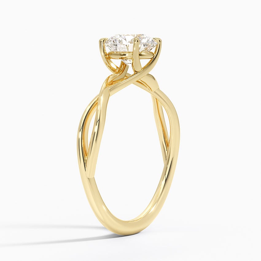 Alya Twist Solitaire Ring Yellow Gold 18k Round Engagement Ring