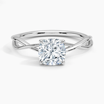 Alya Twist Solitaire Ring Platinum Cushion Engagement Ring
