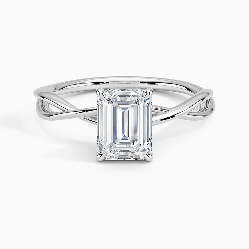 Alya Twist Solitaire Ring Platinum Emerald Engagement Ring