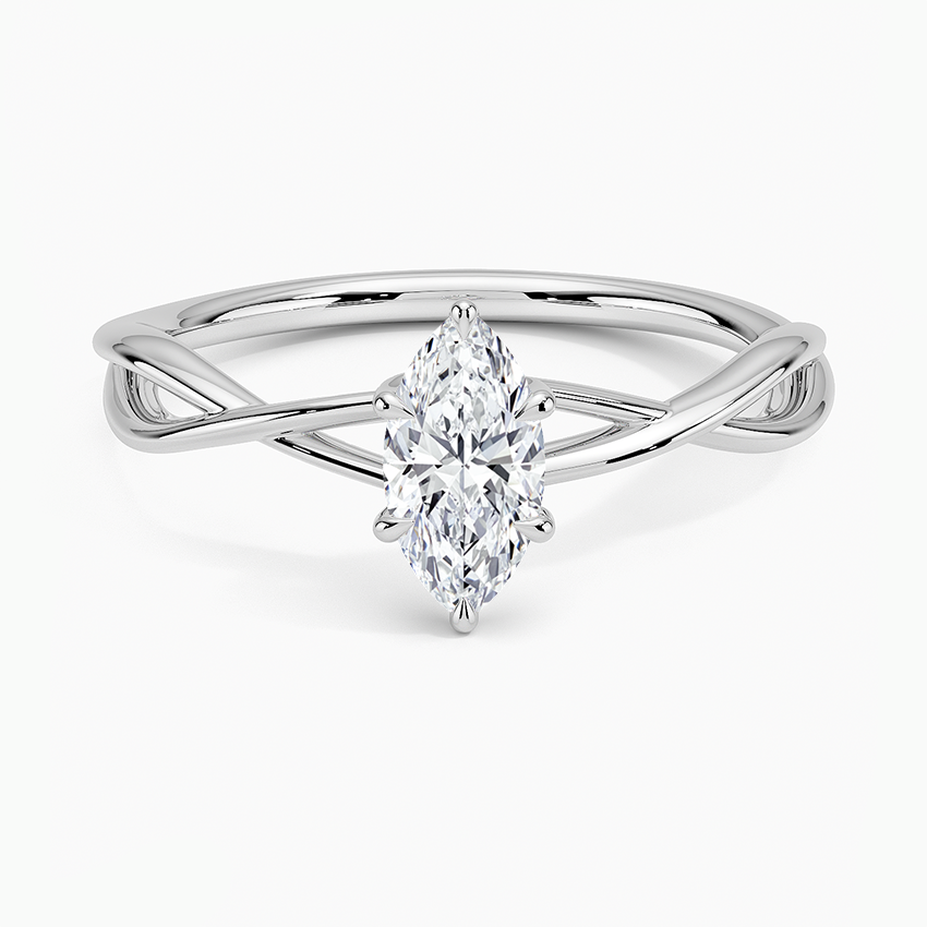 Alya Twist Solitaire Ring Platinum Marquise Engagement Ring