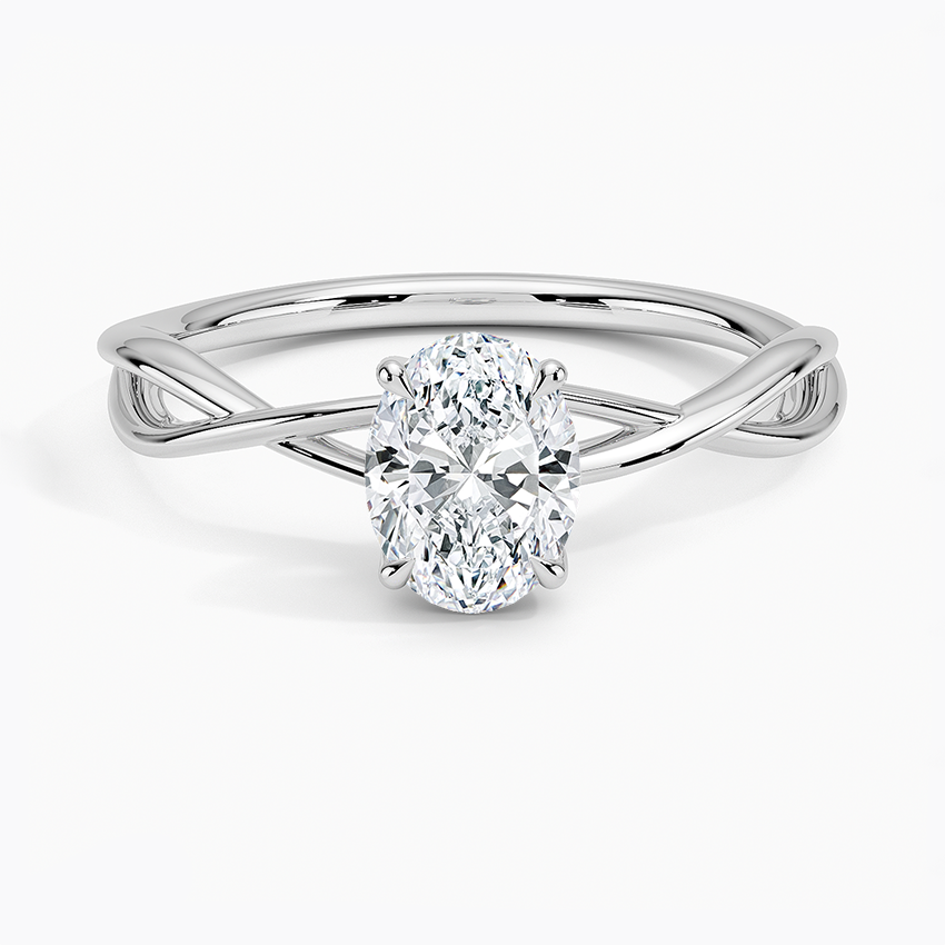 Alya Twist Solitaire Ring Platinum Oval Engagement Ring
