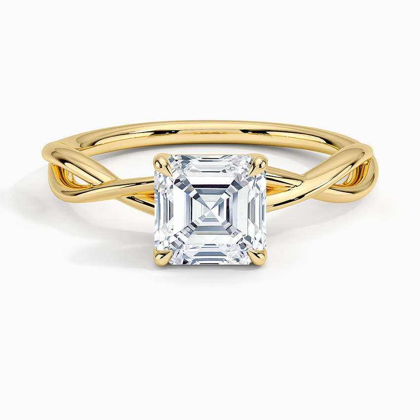 Alya Twist Solitaire Ring Yellow Gold 18k Asscher Engagement Ring