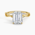 Alya Twist Solitaire Ring Yellow Gold 18k Emerald Engagement Ring