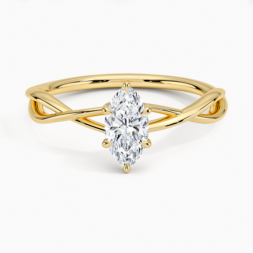 Alya Twist Solitaire Ring Yellow Gold 18k Marquise Engagement Ring