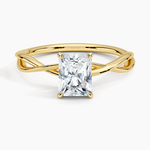 Alya Twist Solitaire Ring Yellow Gold 18k Radiant Engagement Ring
