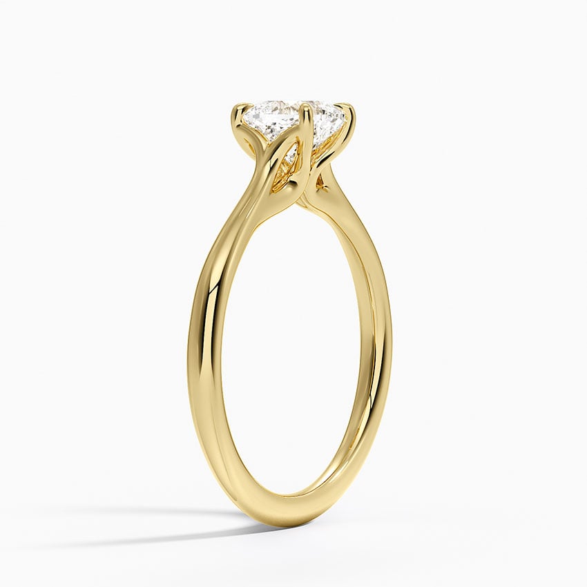 Freesia Cathedral Solitaire Ring Yellow Gold 18k Cushion Engagement Ring