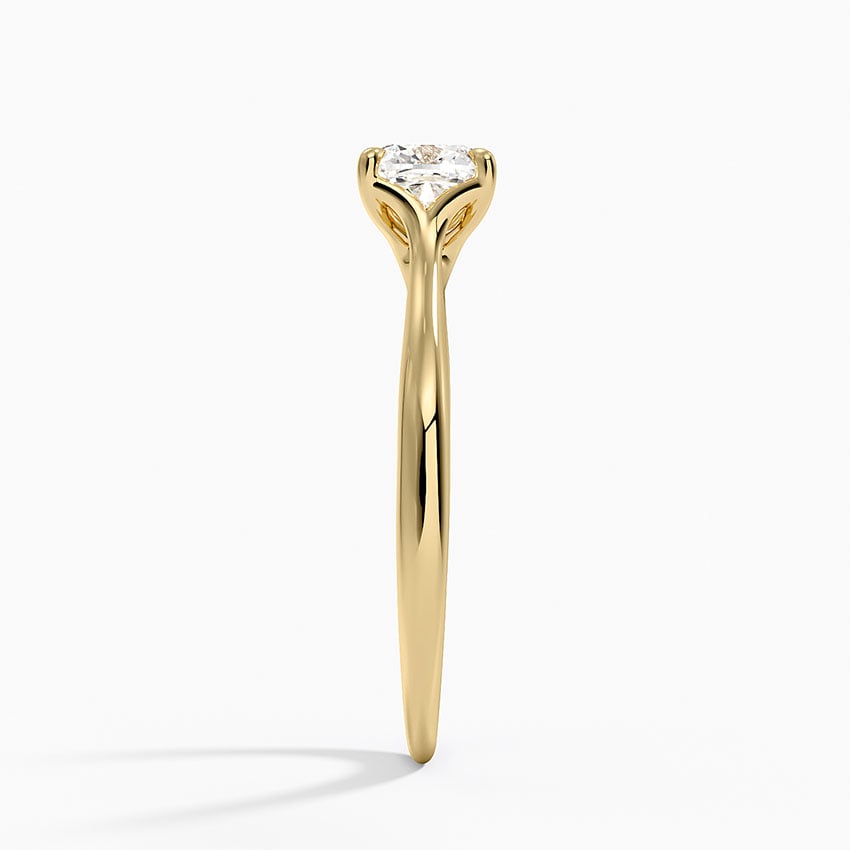 Freesia Cathedral Solitaire Ring Yellow Gold 18k Cushion Engagement Ring