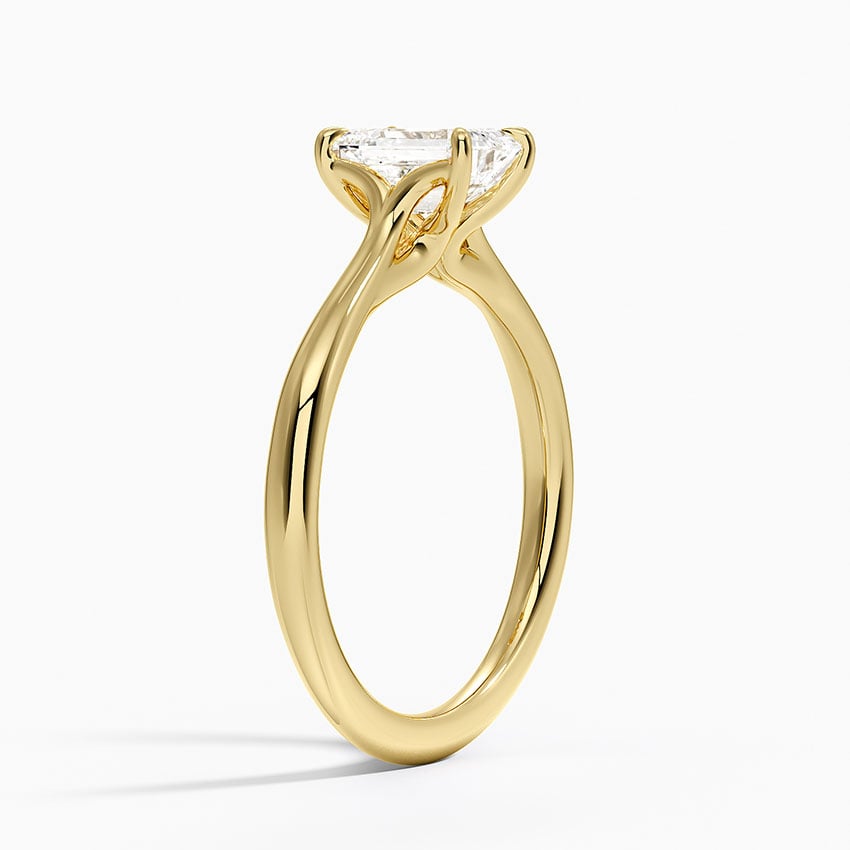 Freesia Cathedral Solitaire Ring Yellow Gold 18k Emerald Engagement Ring