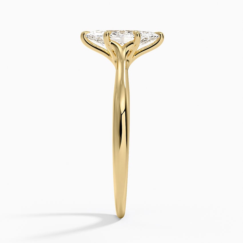 Freesia Cathedral Solitaire Ring Yellow Gold 18k Marquise Engagement Ring